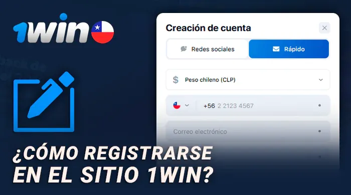 Formulario de la cuenta 1win con la divisa en pesos chilenos
